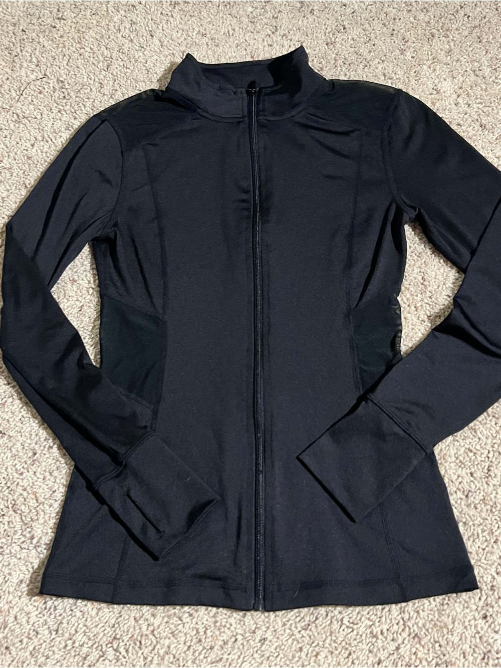 Lightweight Black Women's Full-Zip jacket with mesh on sides & shoulders